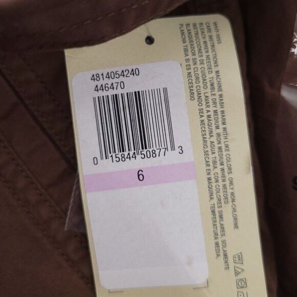 Izod Solid Brown Belted Cotton Capri Womens Size 6 - Picture 13 of 13